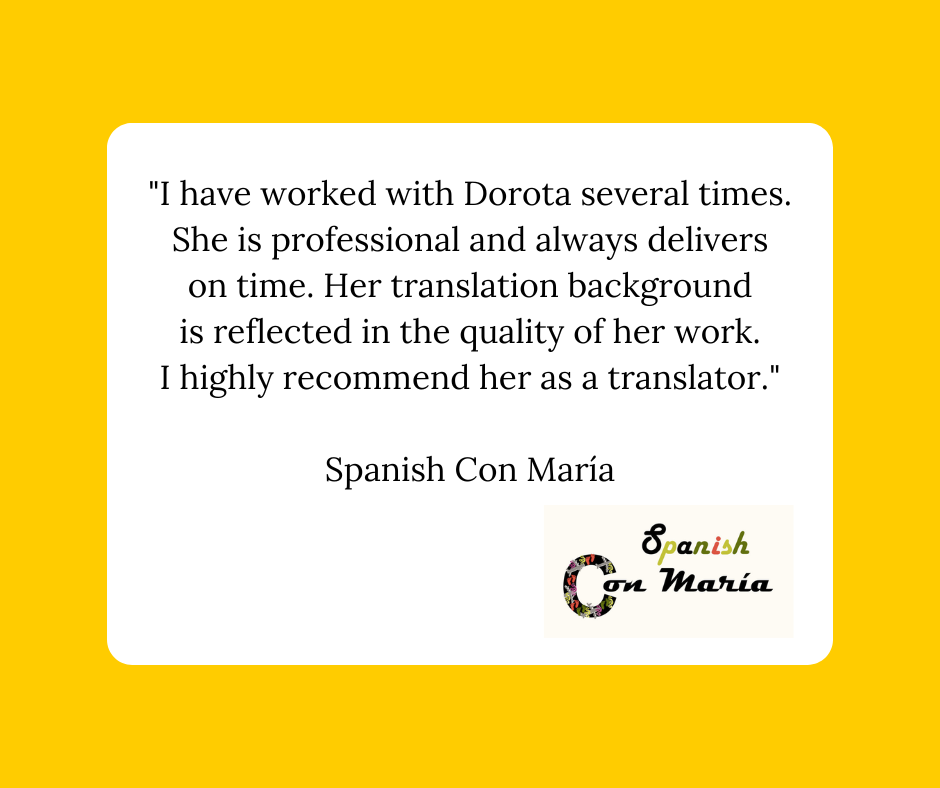 client testimonial Spanish-Polish translation of website conten