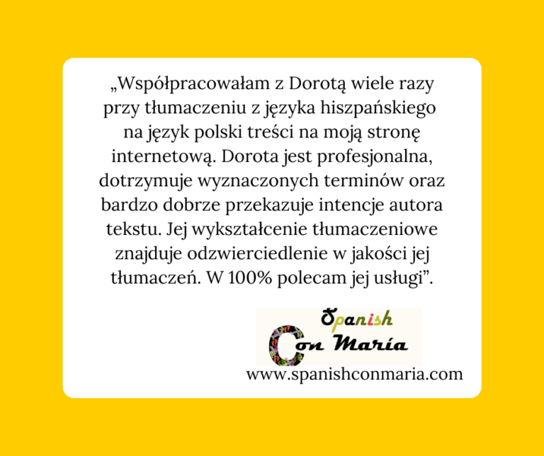referencje tłumaczenie hiszpański-polski treści na stronę WWW